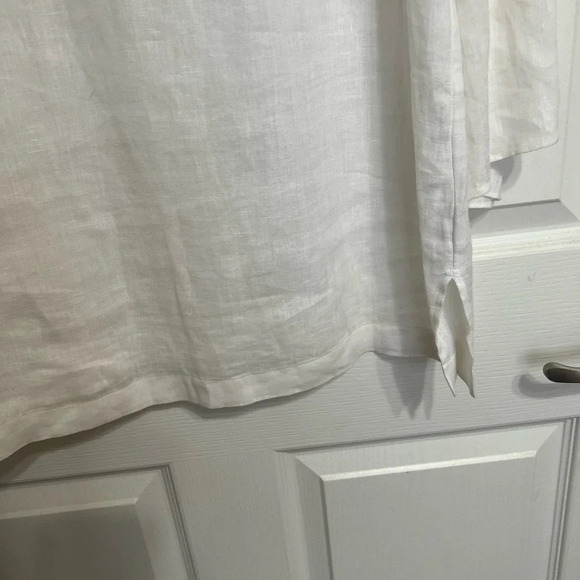 Talbots 100% Linen White Embroidered Fish  Shirt Bell Sleeves Size M - Picture 9 of 13